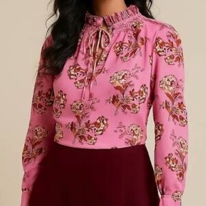 J. Crew Pink Floral Blouse